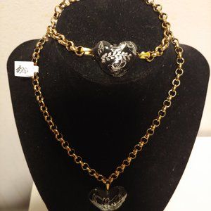 Black Onyx  Style Heart Shape Set